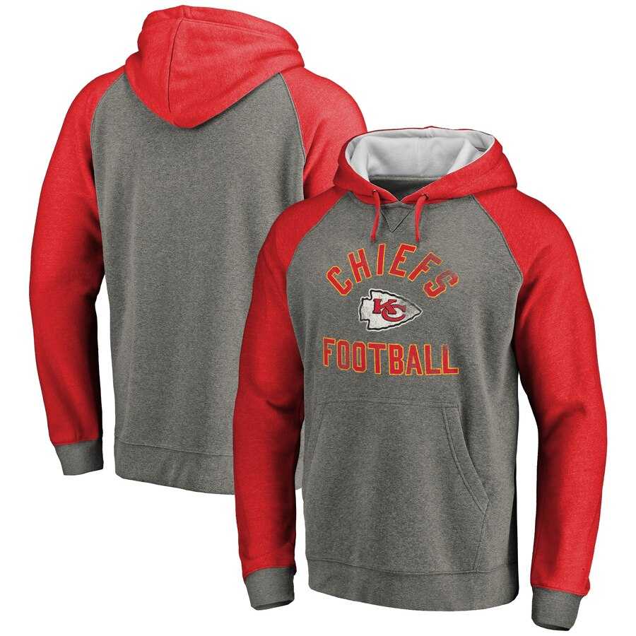 Kansas City Chiefs NFL Pro Line Comfort Tri Blend Pullover Hoodie Gray&Red,We sell and wholesale Kansas City Chiefs NFL Pro Line Comfort Tri Blend Pullover Hoodie Gray&Red on line form chian!